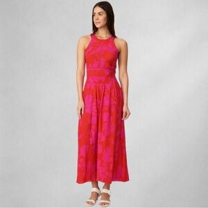 Petal & Pup Dress 6 Small Red Pink Floral Maxi Boho Halter Tie Back Romantic